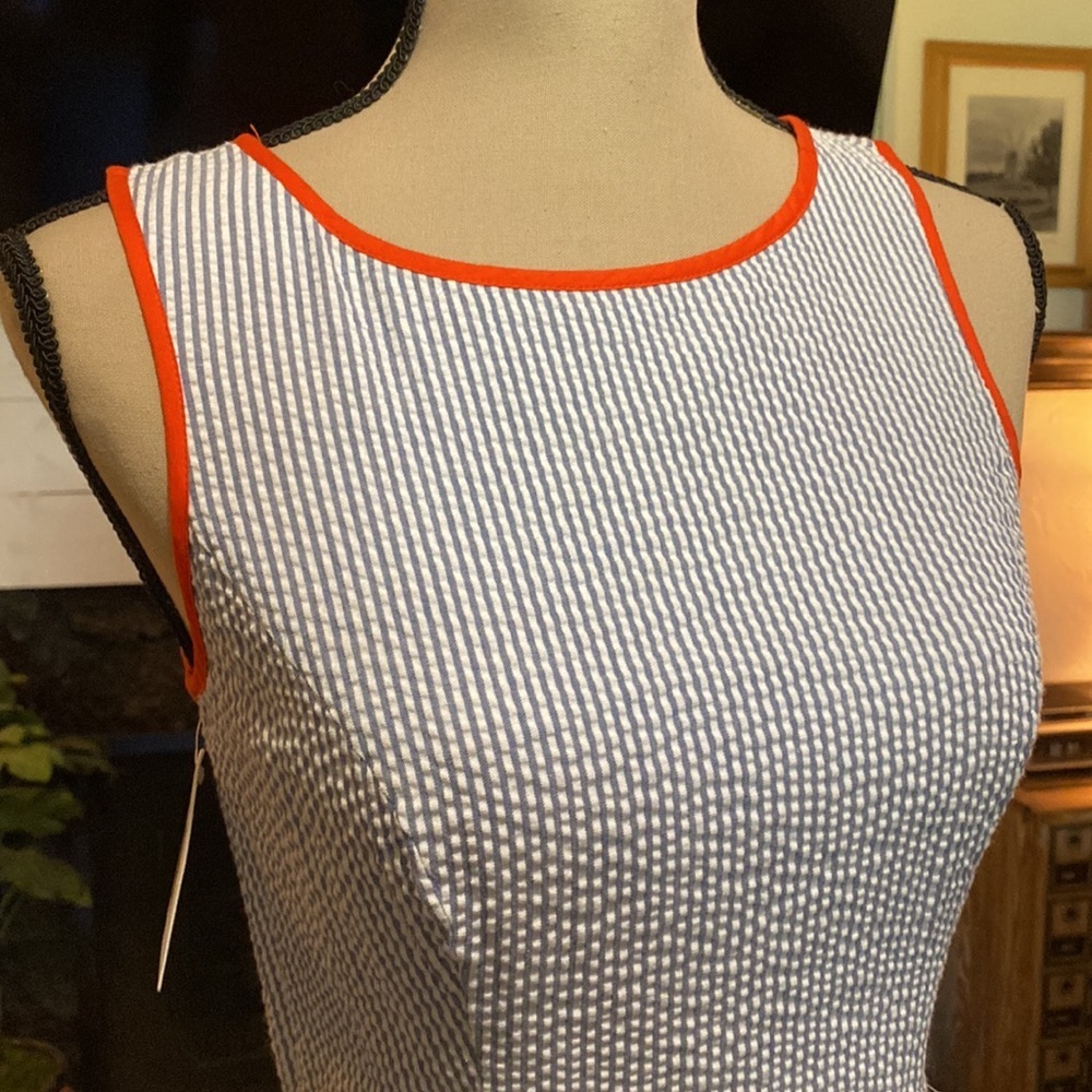 New seersucker sleeveless dress - Picture 3 of 11